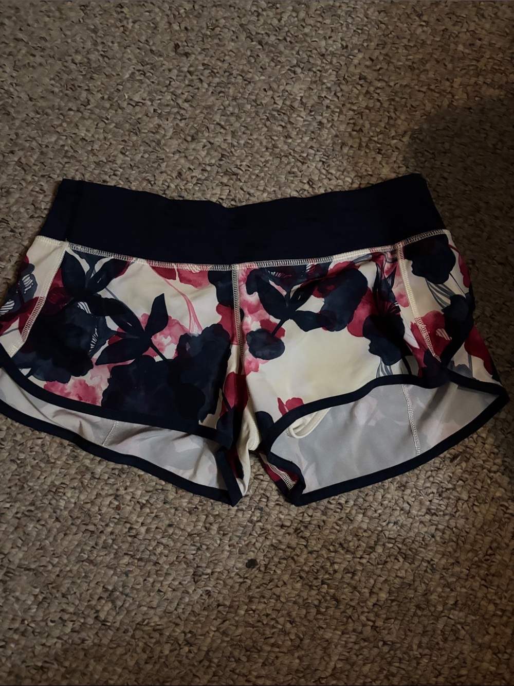 lululemon athletica Floral Athletic Shorts in Navy and Pink